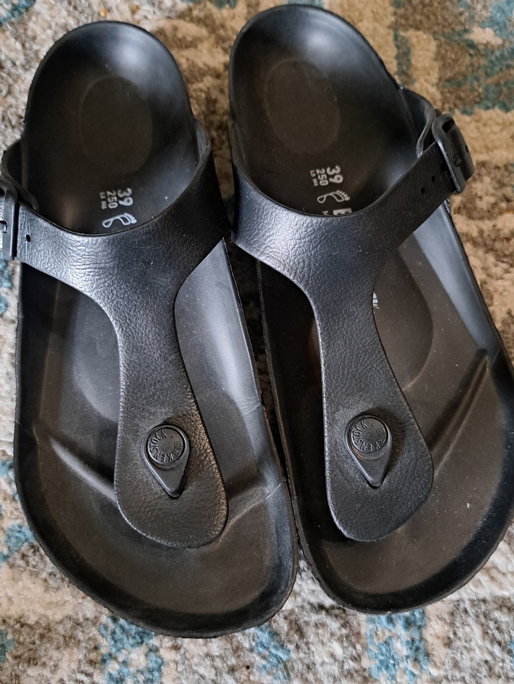Birkenstock Gizeh Black T-Strap Rubber Sandals